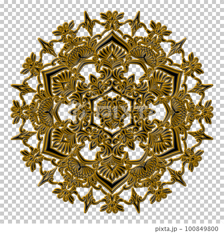 Mandala of black ornaments with gold decoration Mandala of black ornaments with gold decoration 100849800