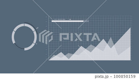 Image of scope scanning and data processing on gray background 100850159