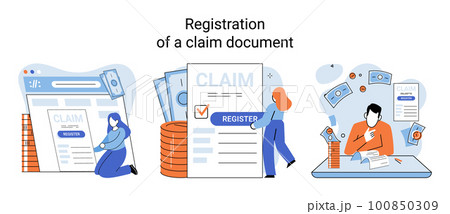 Registration of claim form register document, providing personal information, income information 100850309