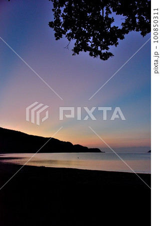 奄美大島　薄明に照らされる勝浦の静かな海 100850311