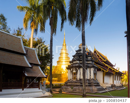 Chiang Mai, Thailand. JAN 10, 2023 Wat Phra Singh or Was Phra sing, most important temple in the centre of Chiang Mai old town. 100850437