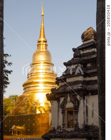 Chiang Mai, Thailand. JAN 10, 2023 Wat Phra Singh or Was Phra sing, most important temple in the centre of Chiang Mai old town. 100850438
