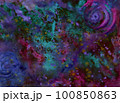 neon fluid blue, violet and green watercolor background with spiral circular lines drawn 100850863