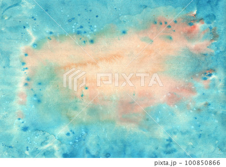 abstract textural background with blue and pastel pink paint 100850866