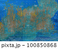 abstract blue green textural background with brown paint lines, divorces, furrows, inflows, coasts 100850868
