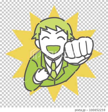 Office worker man pushing up his arm 100852259