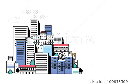 シンプルな街並みのイラスト 100853509