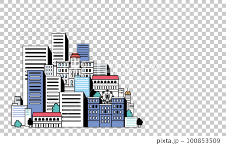 シンプルな街並みのイラスト 100853509