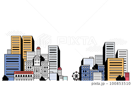 シンプルな街並みのイラスト 100853510
