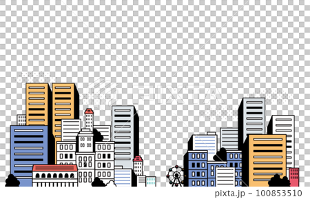 シンプルな街並みのイラスト 100853510