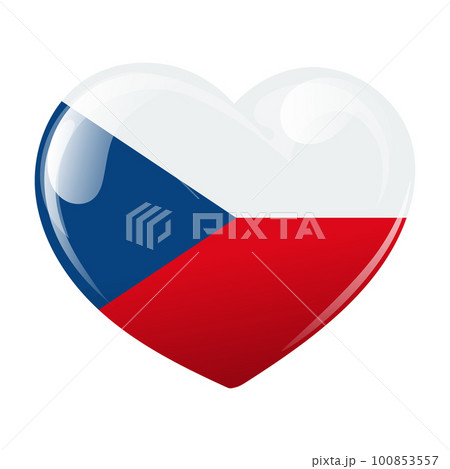 Flag of the Czech Republic in the shape of a heart. Heart with Czech Republic flag. 3d illustration, vector