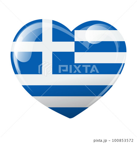 Flag of Greece in the shape of a heart. Heart with the flag of Greece. 3d illustration, vector