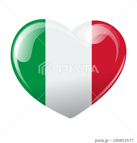 Flag of Italy in the shape of a heart. Heart with Italy flag. 3d illustration, vector Flag of Italy in the shape of a heart. Heart with Italy flag. 3d illustration, vector 100853577