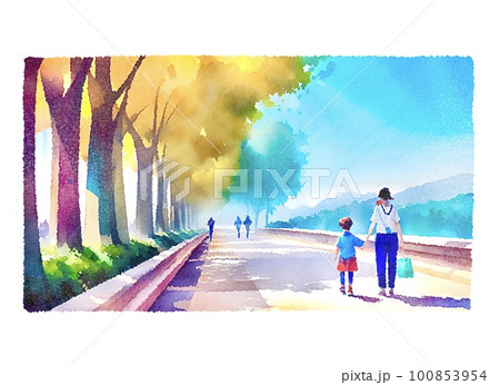 水彩,水彩画,絵画,スケッチ,風景,カラフル,手描き,アナログ