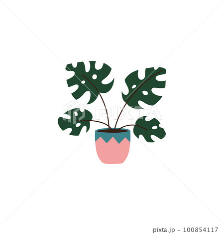 Potted plant. Houseplants in flower pot. Vector bundle of trendy plants 100854117