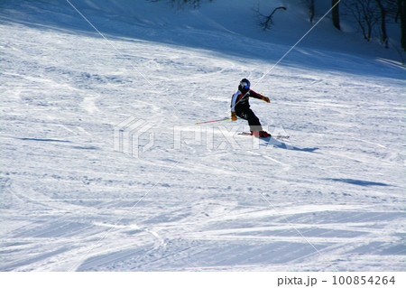北海道の眩い白銀ゲレンデ 100854264