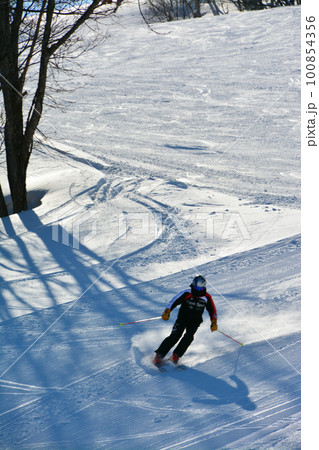 北海道の眩い白銀ゲレンデ 100854356