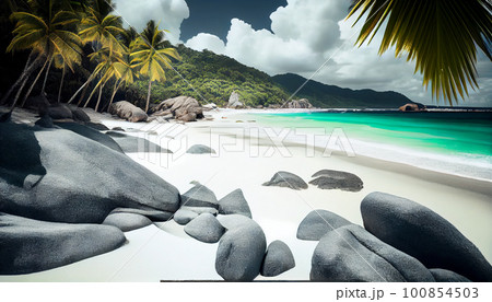 Seyshelles like island. Ai generative 100854503