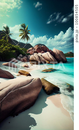 Seyshelles like island. Ai generative 100854505