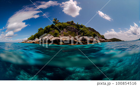 Seyshelles like island. Ai generative 100854516