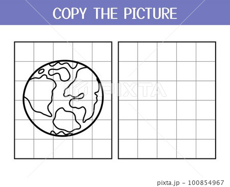 Copy the picture activity page for kids. Draw and color a planet Earth using the example Copy the picture activity page for kids. Draw and color a planet Earth using the example 100854967