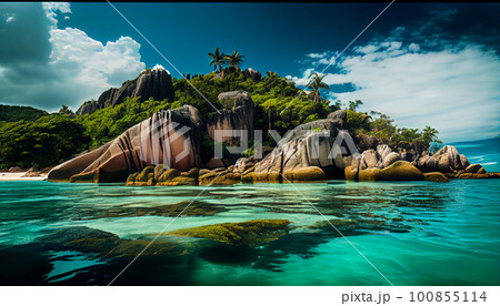 Seyshelles like island. Ai generative 100855114
