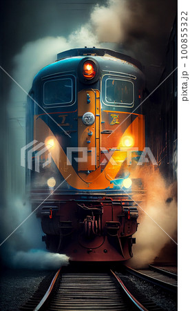 historic Steam train locomotive 100855322
