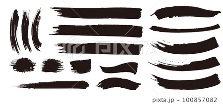 アナログタッチ素材：筆の質感　墨　インク　筆模様　波模様筆の筆跡素材。ブラシストローク 100857082