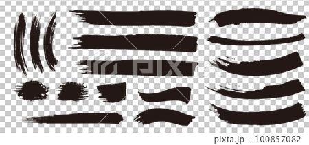 アナログタッチ素材：筆の質感　墨　インク　筆模様　波模様筆の筆跡素材。ブラシストローク 100857082