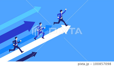 走るビジネスマンと矢印のイメージ 100857098