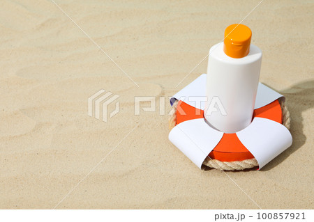 Concept of summer skin care accessories, space for text 100857921