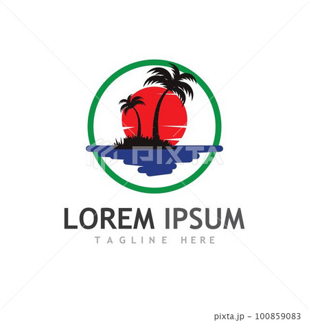 Palm tree summer logo template Palm tree summer logo template 100859083
