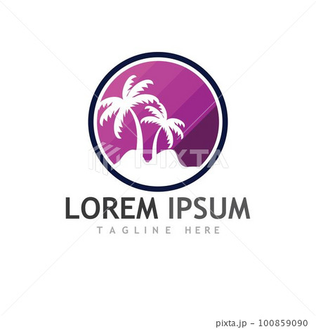 Palm tree summer logo template 100859090