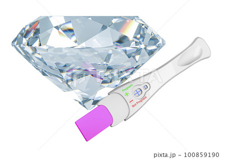 Pregnancy test positive with diamond, 3D rendering Pregnancy test positive with diamond, 3D rendering 100859190