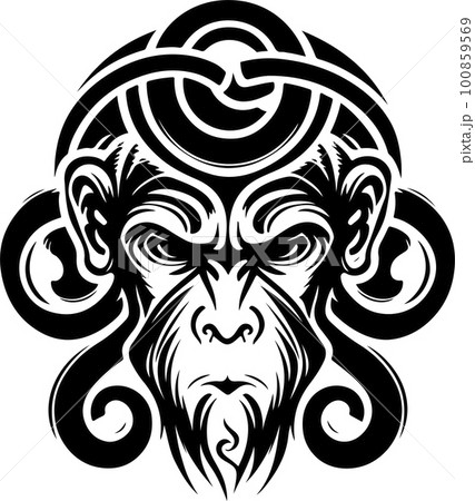 Tribal Tattoo Monkey Vector Design Sketch Stock Illustration   Illustration of stencil design 118147521