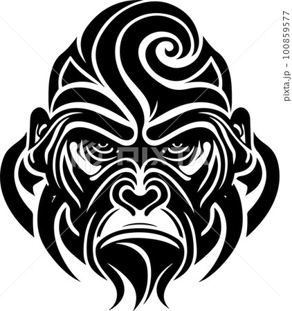 Vector illustration of monkey head with ornament. Vector illustration Vector illustration of monkey head with ornament. Vector illustration 100859577