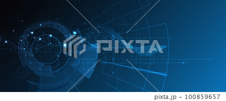 Quantum processing. Deep learning artificial intelligence. Future new technology  for business or science presentation 100859657