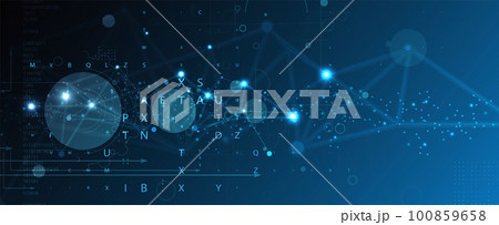 Quantum processing. Deep learning artificial intelligence. Future new technology  for business or science presentation 100859658