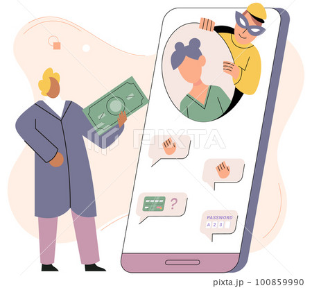 Internet hacker stealing money cybercrime from smartphone payment app. Cyber crime, hacker attack 100859990