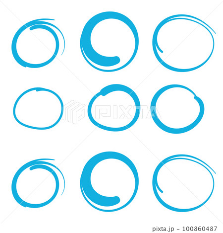 Blue Swirls and Swooshes Vector Accent Line Work 100860487