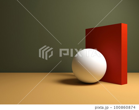 Abstract minimal still life installation with primitive geometric shapes 100860874