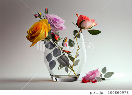 シルビア 花 薔薇 花瓶 バンケット オレンジ背景 額縁 アート 額縁