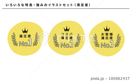 ビジネスのいろいろな特長・強みのイラストセット(満足度)、ベクター ビジネスのいろいろな特長・強みのイラストセット(満足度)、ベクター 100862437