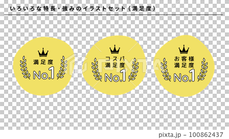 ビジネスのいろいろな特長・強みのイラストセット(満足度)、ベクター ビジネスのいろいろな特長・強みのイラストセット(満足度)、ベクター 100862437