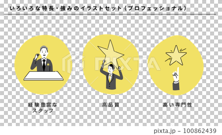 業務（專業）的各種特徵和優勢的插圖集，矢量 100862439