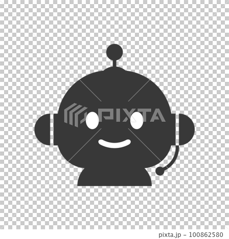 Cute face AI or chatbot icon wearing a headset - image of artificial intelligence technology 100862580