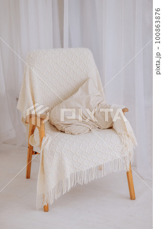 Living room interior design with wooden armchair Living room interior design with wooden armchair 100863876