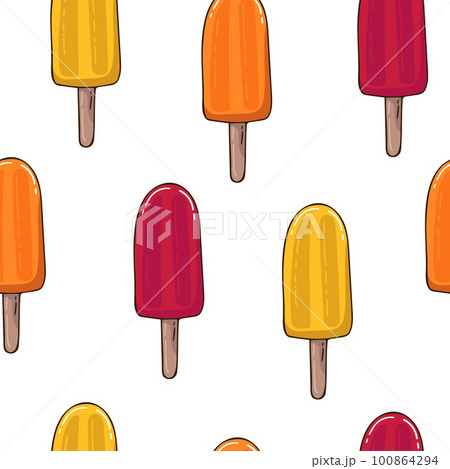 Space ice cream seamless pattern. Sweet vector illustration for print on packaging, fabric, textile, wallpaper Space ice cream seamless pattern. Sweet vector illustration for print on packaging, fabric, textile, wallpaper 100864294