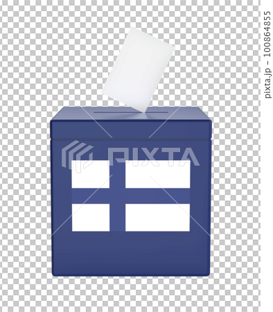 Blue ballot box with the flag of Finland 100864855