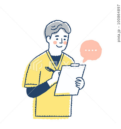 バインダーを持って記入するソーシャルワーカーの男性 100864897